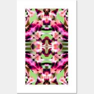 Pink and Green Trippy Kaleidoscope Design Posters and Art